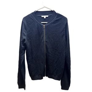 Women's Cabi Black Zip Up Lace Front Cardigan Sweater Bomber Lightweight Size M